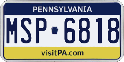 PA license plate MSP6818
