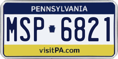 PA license plate MSP6821