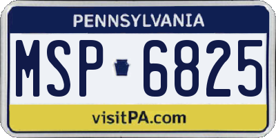 PA license plate MSP6825