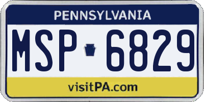 PA license plate MSP6829