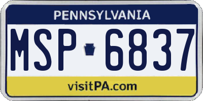 PA license plate MSP6837