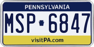PA license plate MSP6847