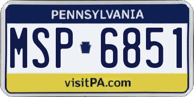 PA license plate MSP6851