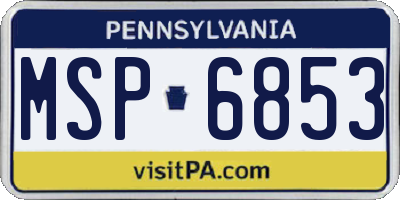 PA license plate MSP6853