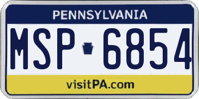 PA license plate MSP6854