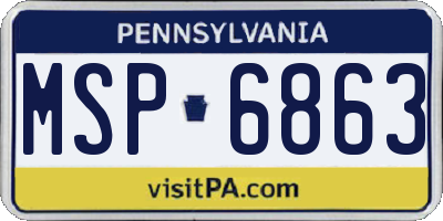 PA license plate MSP6863
