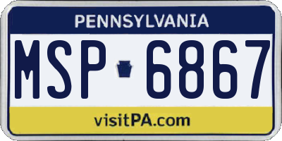 PA license plate MSP6867