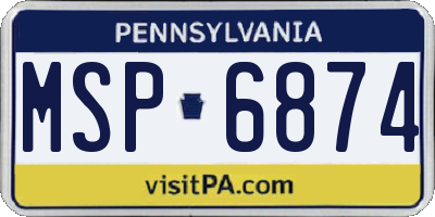PA license plate MSP6874