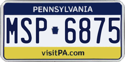 PA license plate MSP6875
