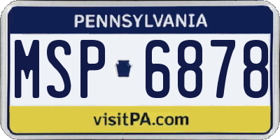 PA license plate MSP6878
