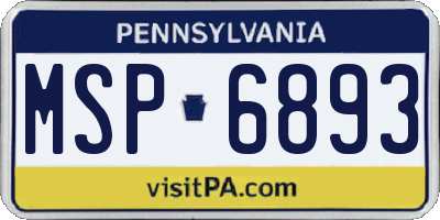 PA license plate MSP6893