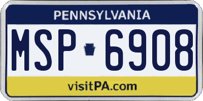 PA license plate MSP6908