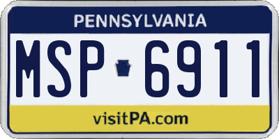 PA license plate MSP6911