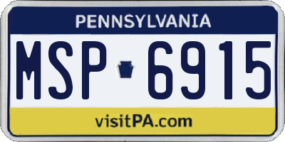 PA license plate MSP6915