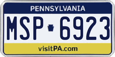 PA license plate MSP6923