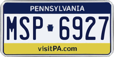 PA license plate MSP6927