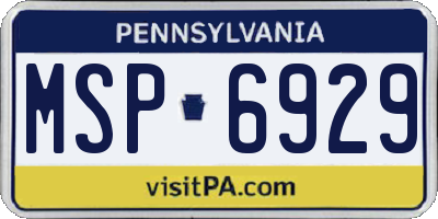 PA license plate MSP6929