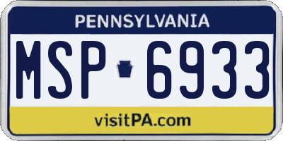 PA license plate MSP6933