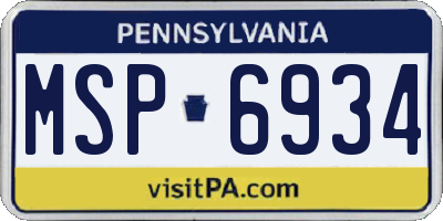 PA license plate MSP6934