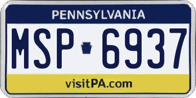 PA license plate MSP6937