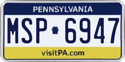 PA license plate MSP6947