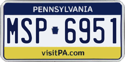 PA license plate MSP6951