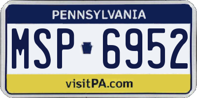 PA license plate MSP6952