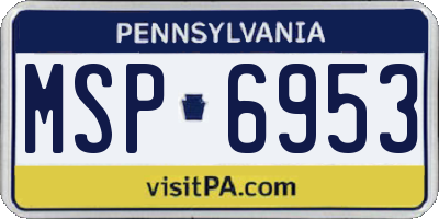 PA license plate MSP6953