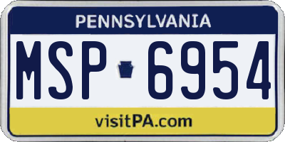 PA license plate MSP6954