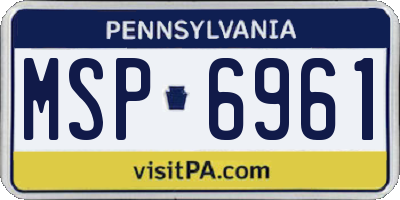 PA license plate MSP6961