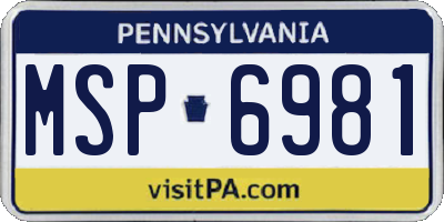 PA license plate MSP6981