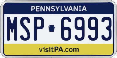 PA license plate MSP6993
