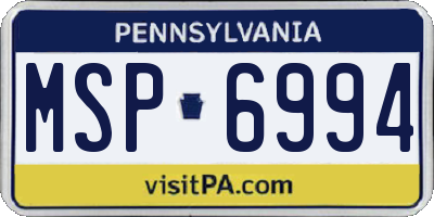 PA license plate MSP6994