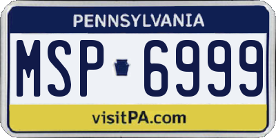 PA license plate MSP6999