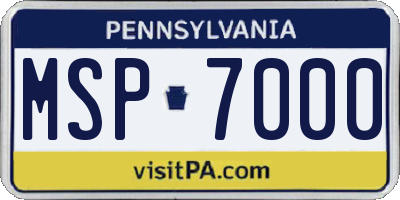 PA license plate MSP7000