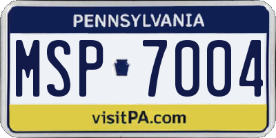 PA license plate MSP7004