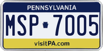PA license plate MSP7005