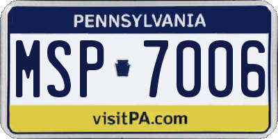 PA license plate MSP7006