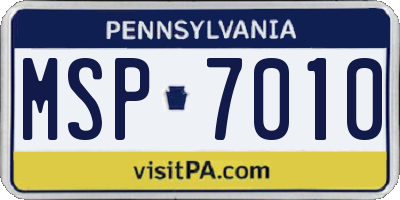 PA license plate MSP7010