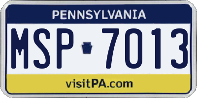 PA license plate MSP7013