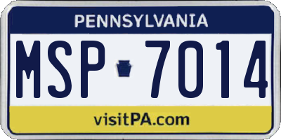 PA license plate MSP7014