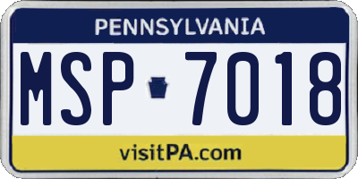 PA license plate MSP7018