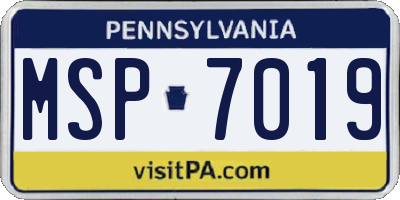 PA license plate MSP7019