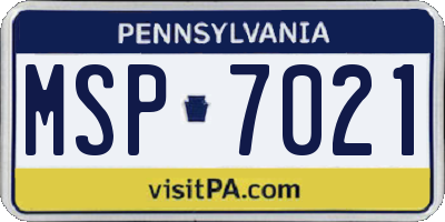 PA license plate MSP7021