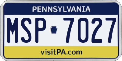 PA license plate MSP7027