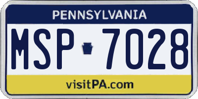 PA license plate MSP7028