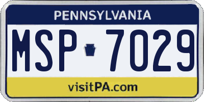 PA license plate MSP7029