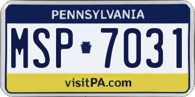 PA license plate MSP7031