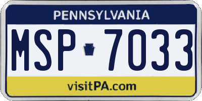 PA license plate MSP7033