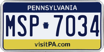 PA license plate MSP7034